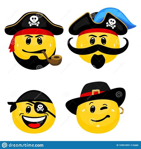 Vector Emoticon Set Of Pirates Stock Vector Illustration Of Cute