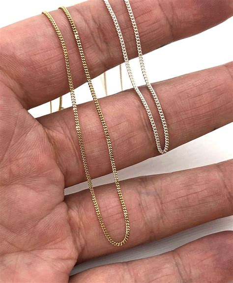 Curb Chain Mm In Solid K Gold Or Sterling Silver Etsy Uk