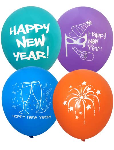 Assorted Happy New Year Balloons 30cm Assorted Colour 12pk 1840