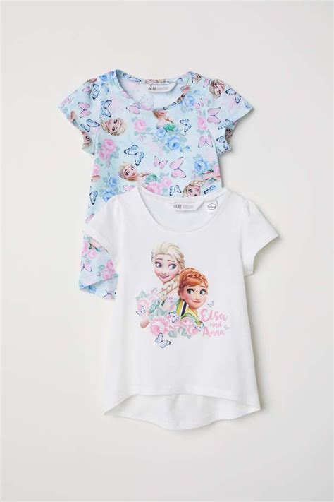 Handm 2 Pack Jersey Shirts Light Turquoisefrozen Kids Toddler Girl