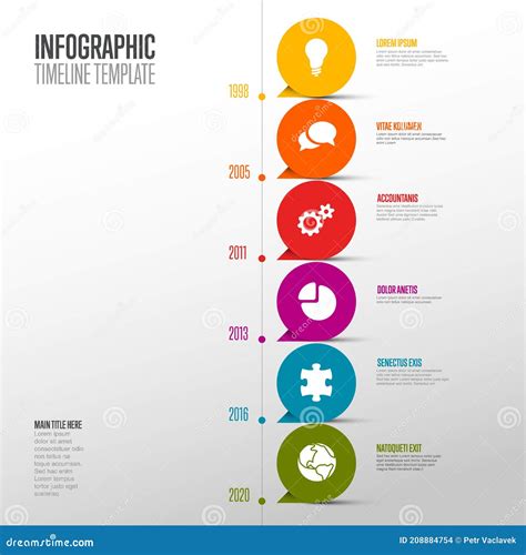 Vertical Infographic Timeline Template With Pointers Stock Vector