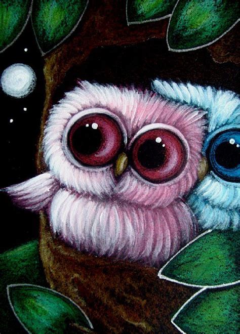 Paintings Of Owls Baby Owls Waiting For Mom 2 By Cyra R Cancel