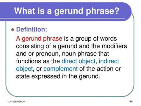 These example sentences are selected automatically from various online news sources to reflect current usage of the word 'gerund.' PPT - GERUND PowerPoint Presentation, free download - ID ...