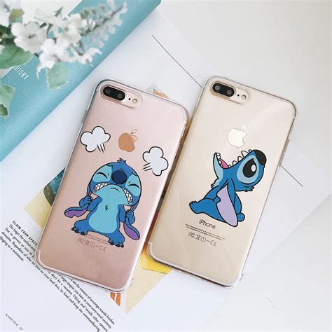 Cute Stitch Silicon Phone Case For Iphone 7 8 Plus Funny Cartoon Cases