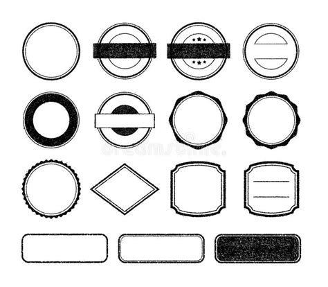 Vector Rubber Stamp Template Illustration Set Stock Vector