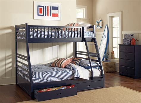 Ashton Twin Over Full 2 Drawer Bunk Bed Navy Blue Coaster