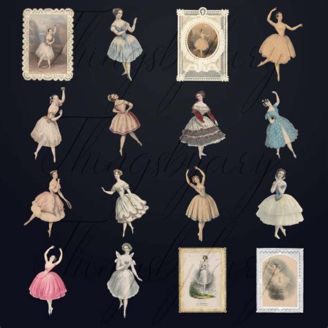 16 Vintage Ballerina Ephemera Victorian Png Digital Images