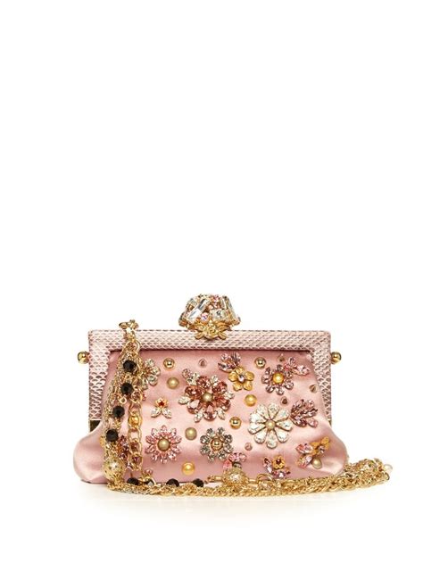 Dolce And Gabbana Vanda Crystal Embellished Satin Bag Satin Bags Dolce