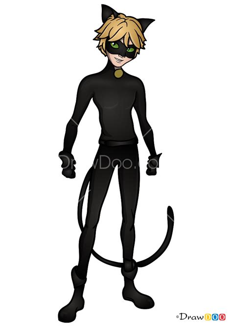 How To Draw Cat Noir From Miraculous Really Easy Drawing Tutorial Easy Drawings Cat Drawing