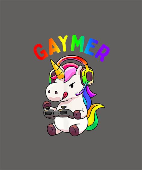 gaymer gay pride flag lgbt gamer lgbtq gaming unicorn t t shirt drawing by grant alicia