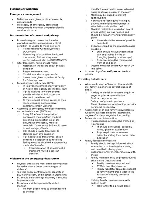 Emergency Nursing Notes Emergency Nursing Emergency Management Definition Care Given To Pts W