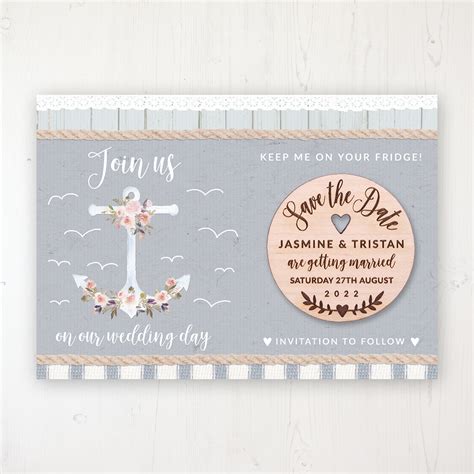 Anchored In Love Save The Date Round Magnet Sample Sarah Wants Stationery