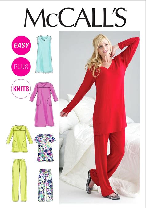 Sewing Pattern Womens Pajama Pattern Easy Pullover Nightgown Pattern