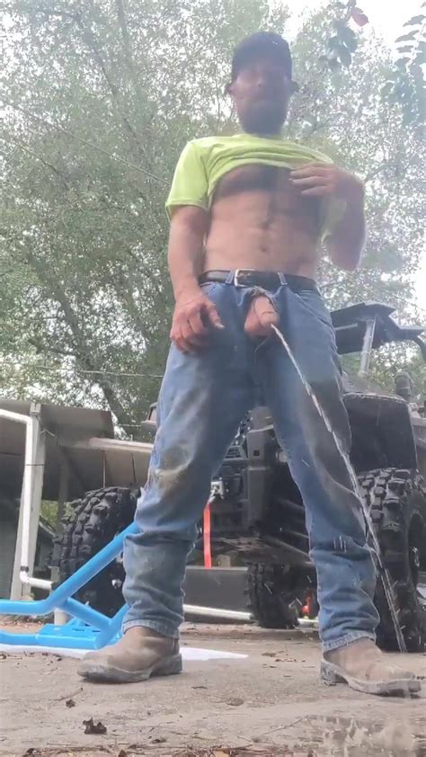 Gay Redneck Daddy Pissing Outside 3