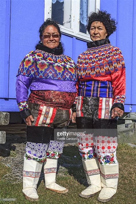 Inuit Women In Traditional Greenlandic Clothing Heavily Decorated Clothes Inuit