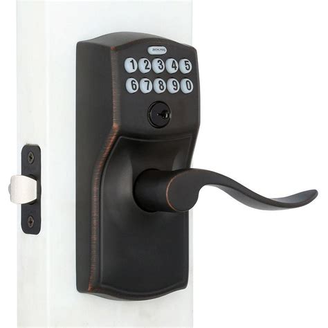 Schlage Camelot Aged Bronze Electronic Door Lock With Accent Door Lever
