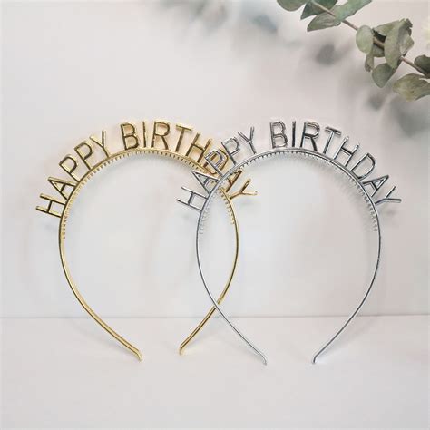 1pc Happy Birthday Headbands Gold Silver Rose Gold Plastic Hair Clips