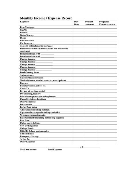 Monthly Incomeexpense Record Template Download Printable Pdf