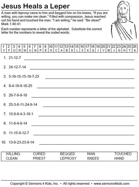 Jesus Heals The Leper Worksheet