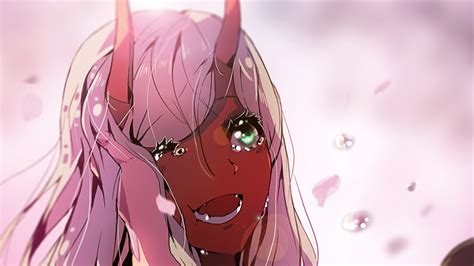 Darling In The Franxx Red Face And Green Eyes Zero Two With Pink