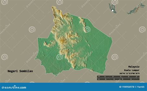 Negeri Sembilan State Of Malaysia Zoomed Relief Stock Illustration