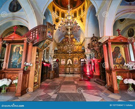 Ornamentala Inlandet I Den Ortodoxa Kyrkan Redaktionell Arkivbild