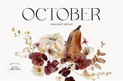 October Watercolor Fall Art Illustrations ~ Creative Market