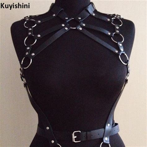 buy sexy women handcrafted caged body bondage waist belt halter choker leather