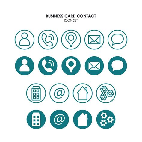 Business Card Contact Icons Set 23165040 Vector Art At Vecteezy