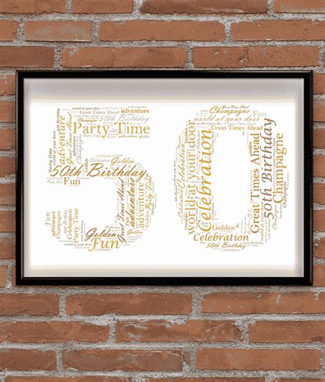 Personalised 50th Birthday Anniversary Word Art Print T