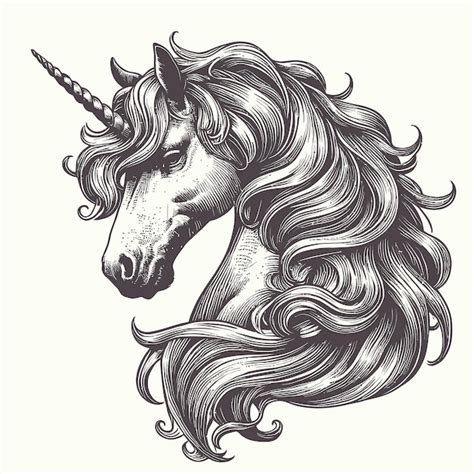 Premium Vector Vector Vintage Illustration Of Unicorn In Engraving