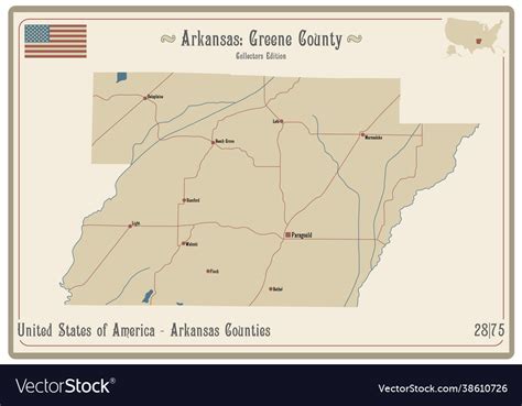 Map Greene County In Arkansas Royalty Free Vector Image