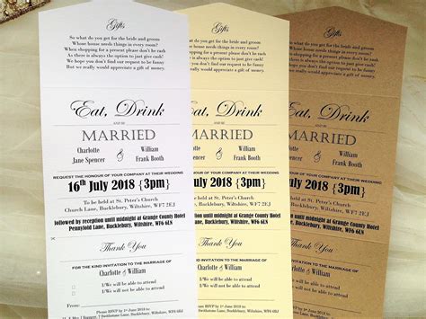 Vintage Tri Fold Wedding Invitations Personalised Wedding Invites