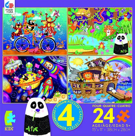 Bblike jigsaw wooden puzzles toy in a box for kids, pack of 4 with varying degree of difficulty educational learning tool best birthday present for coogam wooden jigsaw puzzle set, 6 pack animal shape color montessori toy, fine motor skill early learning preschool educational gift game. 4 in 1, 24 Piece Kids (Lobster) MultiPack, 24 Pieces ...