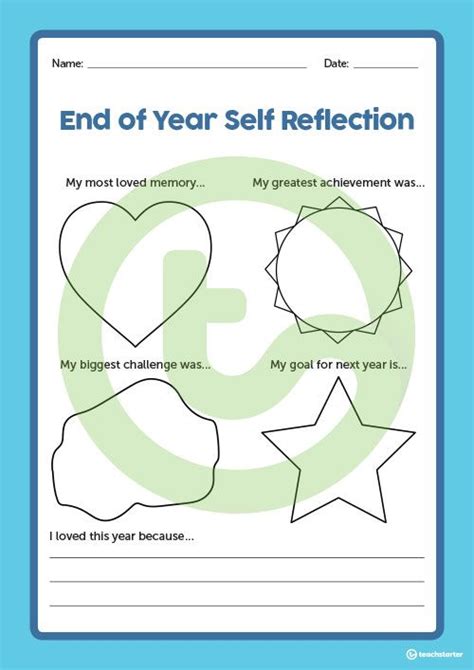 End Of Year Self Reflection Worksheet Teaching Resource 使える