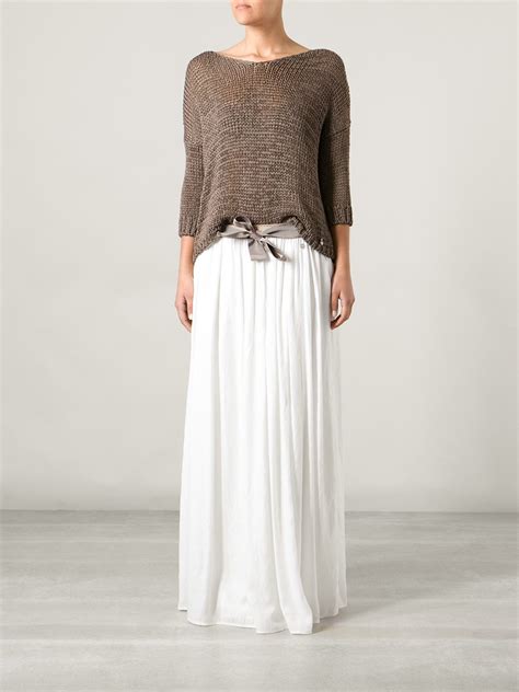 Woolrich Long Pleated Skirt In White Lyst