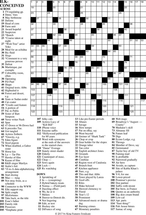 Premier Sunday Crossword Printable