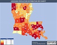 Louisiana County Map and Population List in Excel