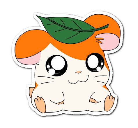 Hamtaro Hamster Kawaii Cute Anime Orange White Green