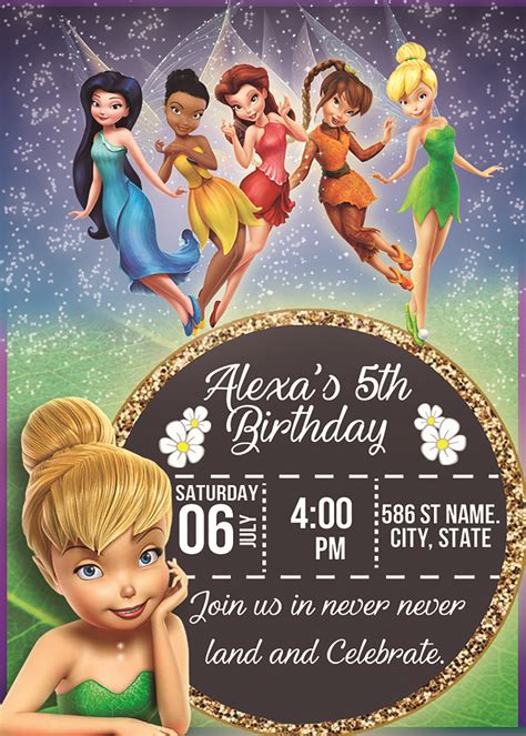 Tinker Bell Disney Fairy Invitation Customizable Party Invitations