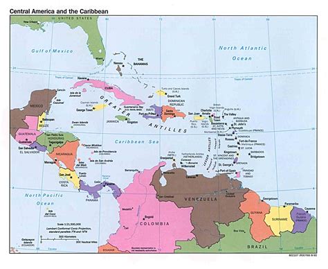 Central America And The Caribbean Political Map 1993 Full Size