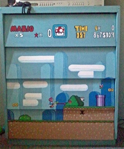 Hand Painted Snes Mario Dresser Nintendo Furniture Video Game Man