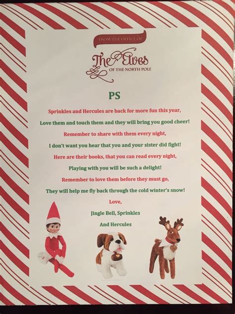 Elf On The Shelf Pet Return Letter For Reindeer St Bernard Or Both