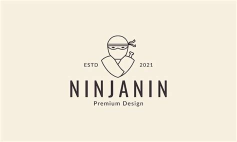 Premium Vector Lines Ninja Head With Mask Simple Logo Design Vector
