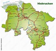 Landkarte von Niedersachsen mit Autobahnnetz Stock-Vektorgrafik | Adobe ...