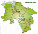 Landkarte von Niedersachsen mit Autobahnnetz 素材庫向量圖 | Adobe Stock