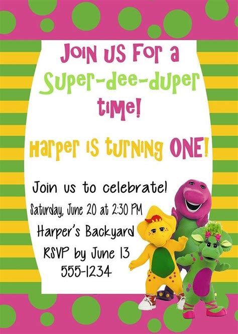 Free Barney Birthday Party Invitations Templates Free Printable Templates