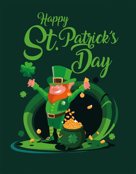St Patrick Day With Leprechaun And Cauldron Vector Premium Download