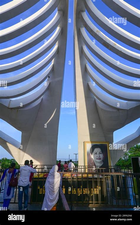 chennai india july 14 2023 jayalalithaa s burial site and memorial the memorial built on