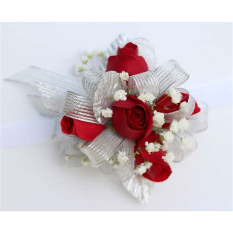 Prom Corsages Red And Silver Spray Rose Wrist Corsage Same Day